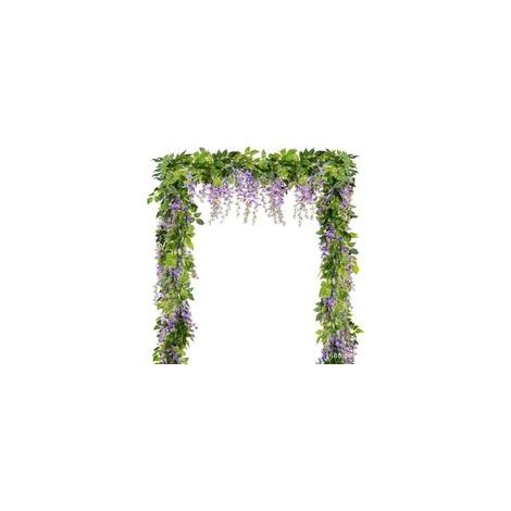 2 pièces de Vigne de Fleur Artificielle 2M/6.5 Pieds Fausse glycine Suspendue Guirlande de Vigne de Fleur de Vigne