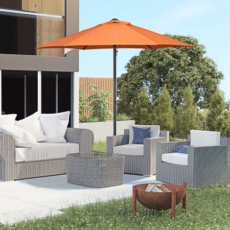 Gerader Sonnenschirm Ø 196 cm – Touquet Sand – verstellbare Aluminium-Mittelstange und Kurbel zum Öffnen