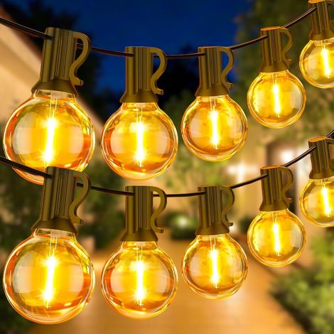 Catena luminosa da esterno da 3 m, luce da giardino impermeabile IP44, con 10+1 lampadine LED G40, catena luminosa decorativa natalizia, luce calda (1/5)
