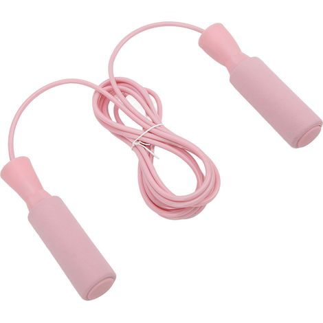 Corde à sauter en acier ajustable avec double roulements pour hommes, femmes et enfants - Rose (1/5)