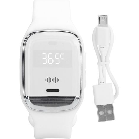Bracelet Répulsif Anti-Moustiques Ultrasonique Portable - Montre Électronique Blanche pour Extérieur (1/5)