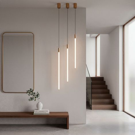 Lámpara Colgante LED 9W Regulable en Altura Metal Adaya Dorado (1/4)