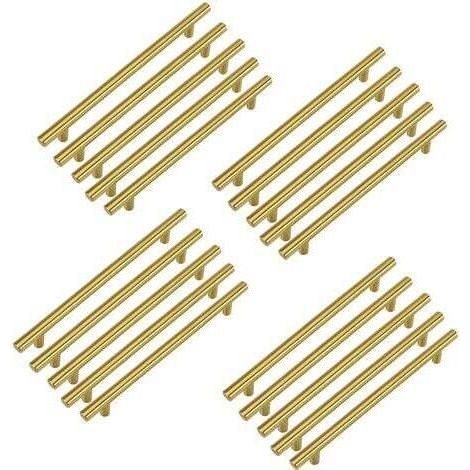 20 poignées dorées pour meubles, poignées de tiroir en laiton de 128 mm pour cuisine, poignées de cuisine en acier inoxydable