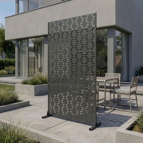 Pannello Divisorio Basciano Struttura Traforata in Acciaio 180 x 90 cm - Grigio Antracite casa.pro (1/5)