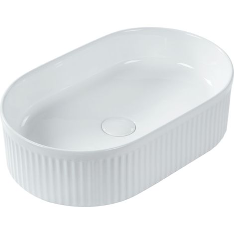 Lavabo Moderne en Céramique 49 x 31 cm Salle de Bain Blanc Geldo
