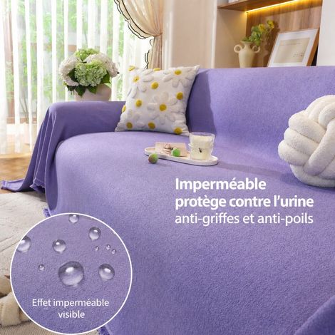 Jeté de canapé imperméable en velours teddy violet 180 × 230 cm pour canapé 2 places violet 230cm 50 × 30 × 8 cm 1,8 kg – Livraison gratuite
