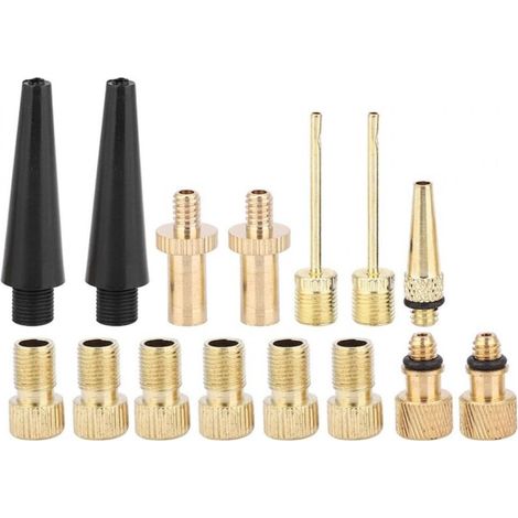Kit d’adaptateurs pour valves de vélo 15 pièces – – DV/SV/AV. aiguilles ballon et embouts. universel. pratique pour toute la famille et sorties en groupe (1/5)