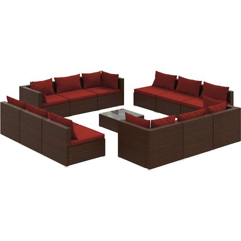 Maison Exclusive - 13-tlg. Garten-Lounge-Set mit Kissen Poly Ratt (1/5)