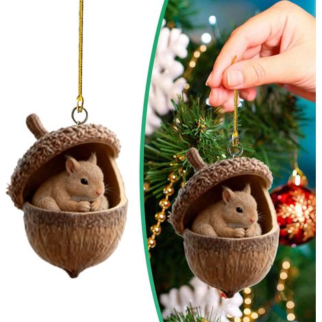 Pendentif Noël Animal Avec Noix - Décoration Arbre De Noël En Acrylique 2D - Pour Décor Maison Fête Familiale - Lot De 6
