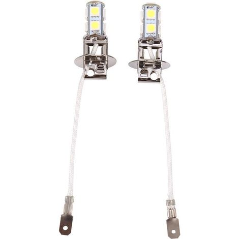 2x Ampoules LED H3 5050 Blanc Froid 6500K - 9 SMD - Pour Feux de Brouillard Auto 12V - Facile à Installer (1/5)