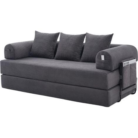 CHICFURN Sofá modular 200x94x67 cm de tejido gris oscuro con 3 cojines, para espacios pequeños (1/5)