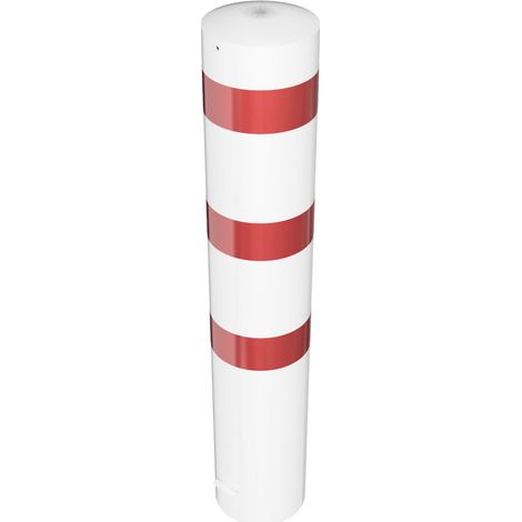 Schake Stahlrohrpoller ortsfest aus Stahlrohr verzinkt Ø273x5,0mm weiß mit rot reflektierenden Leuchtstreifen zum Einbetonieren 1500mm Gesamtlänge