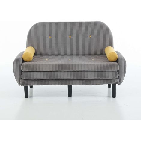 Divanetto grigio in velluto a coste con vano contenitore, trasformabile in letto e poltrona relax (1/5)
