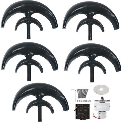 Éolienne 600W 5 pales Générateur AC Moteur Système Solaire Lanterne Double Couche Noire 48V (1/5)