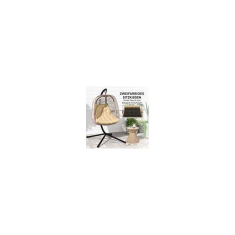 Coussin d’assise 120 x 100 cm – Coussin de chaise avec dossier, épaisseur 8 cm, déperlant, pour fauteuil à bascule ou panier suspendu, beige – Confort moelleux pour sièges d’extérieur (1/5)