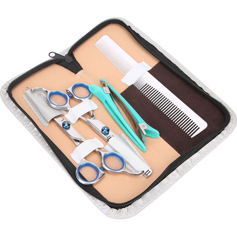 Kit coupe-cheveux : ciseaux à couper, ciseaux à effiler, peignes, pince bec de canard, ensemble coiffure professionnel avec sac (1/5)