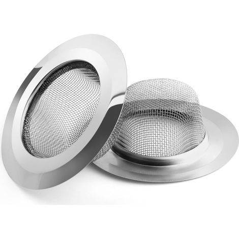 Crépine d'évier de cuisine, 2 pièces de crépine de vidange en acier inoxydable, grand rebord large de 11,4 cm de diamètre, crépine de vidange profonde de 3,8 cm, anti-obstruction (1/5)