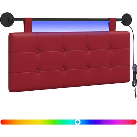 Maison Exclusive - Tête de lit suspendue Avec lumière LED Bordeaux Simili cuir (1/5)