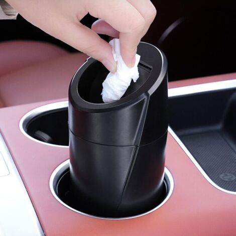 Lntyq Poubelle De Voiture Avec Couvercle, Poubelle De Voiture Anti-Fuite, Poubelle De Voiture étanche Plastique Et Petite Portable, Pour Porte Voitures Console Porte Maison Ou Bureau(Noir) (1/5)