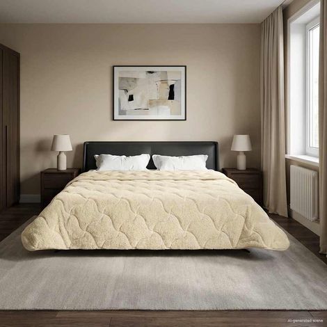 Teenpull – Winterbettdecke Creme 200 x 220 cm Mikrofaser und Teddy-Fleece (1/5)