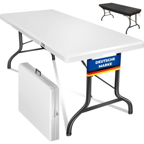 KESSER® Buffettisch Tisch klappbar Kunststoff 183x76 cm Campingtisch Partytisch Klapptisch Gartentisch für Garten Terrasse und Balkon zusammenklappbar Weiß