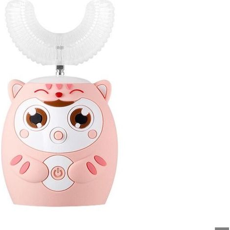 Brosse à dents électrique 360° pour enfants, ultra-sonique rechargeable, minuterie intelligente - Chat rose - 7-15 ans (1/5)
