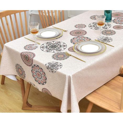 Nappe lavable 137x137cm PVC imperméable pour table à manger & jardin