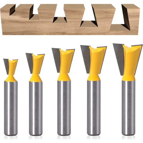 5 brocas de cola de milano para fresado de carburo de tungsteno de 8 mm, para carpintería