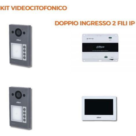 Dahua Kit videocitofonico Doppio ingresso 2 Fili IP - Posto esterno VTO3312Q-P + Monitor 7" VTH2622GW-W Nr.01 Monitor