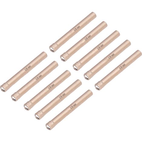 Lot de 10 forets diamantés à manche rond de 8 mm pour carrelage, marbre et pierre, parfaits pour percer des trous. (1/5)