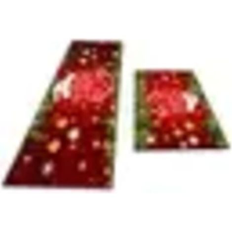 Lot de 2 tapis de sol rectangulaires lavables pour la cuisine, motif Noël - Style 4 / S (1/2)