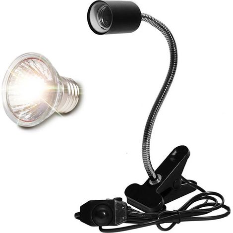 Lampe UVA UVB Pour Reptiles - Support À Pince Inclus - Lampe De Chauffage Et D'Éclairage Pour Tortues Lézards Serpents - 30 W (1/5)