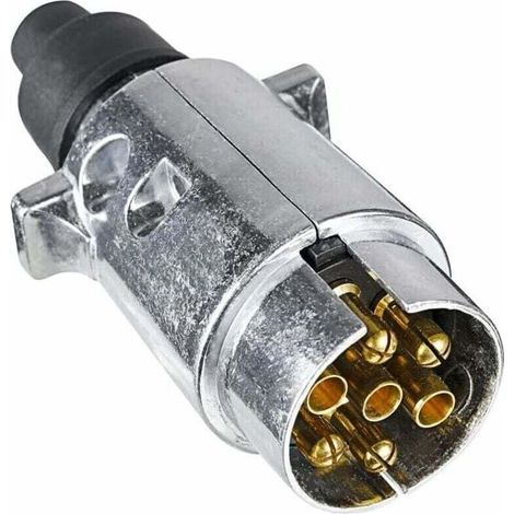 Connettore per rimorchio in metallo a 7 pin, 12V, maschio, impermeabile, per caravan, camper, auto, barca (lega di alluminio) (1/4)