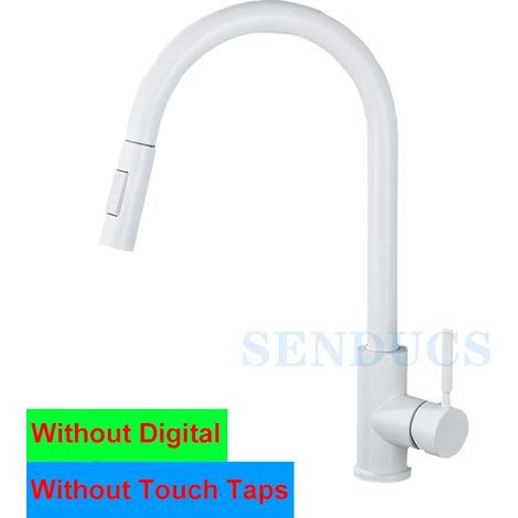 (Non tactile-blanc-G1/2) Robinet de cuisine numérique tactile en acier inoxydable 304, mitigeur d'évier de cuisine eau chaude/eau froide monotrou. (1/5)