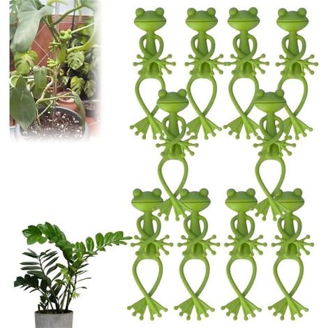 10 froschförmige Kletterpflanzenstützen, froschförmige Kletterpflanzenbinder, Kletterpflanzenbefestigungen