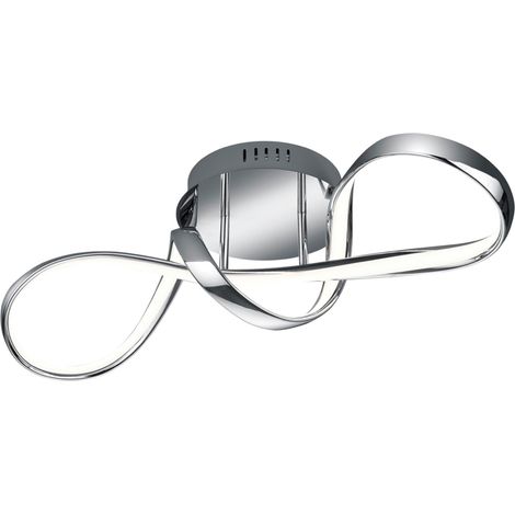 Plafonnier, Perugia incl. 1 x LED,SMD,28,0 Watt,4000K,3400 Lm. Plastique, Blanc, Corps: Métal, Chrome L:60,0cm, L:18,0cm, H:22,0cm Réglable avec interrupteur,IP20,4000K (1/5)