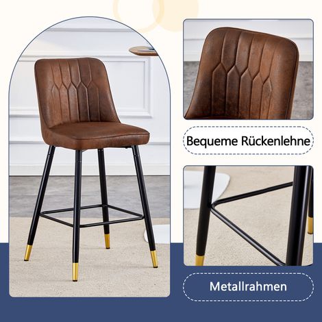 Lot de 2 tabourets de bar, hauteur 100 cm, tissu technique marron, piètement en métal noir, repose-pieds confortable. Disponible en plusieurs coloris – parfait pour votre bar à domicile. (1/5)