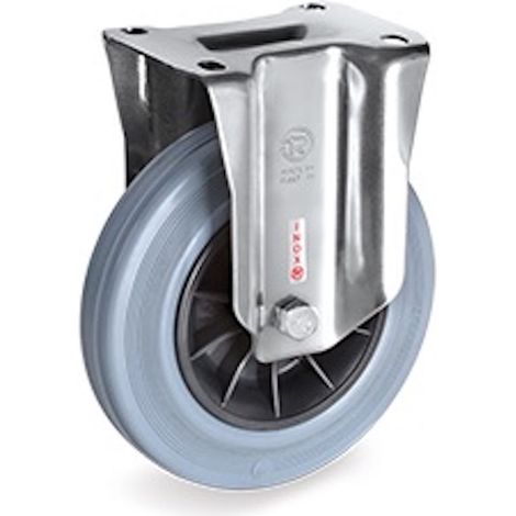 Roulette INOX fixe diamètre 80 mm roue caoutchouc gris - 50 Kg (1/2)