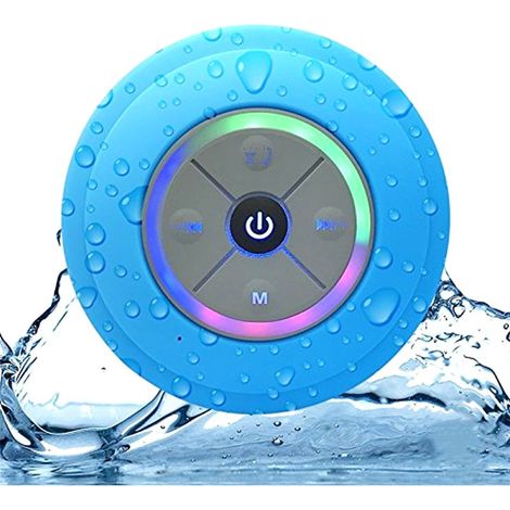 Beyamis Altoparlante doccia Bluetooth IPX4 impermeabile, LED, radio FM, ventosa, chiamate a mani libere, portatile 3W (1/5)