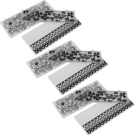 Lot de 9 dossiers de gaufrage rectangulaires en plastique à motif floral pour la création de cartes et d'accessoires faits main (1/5)