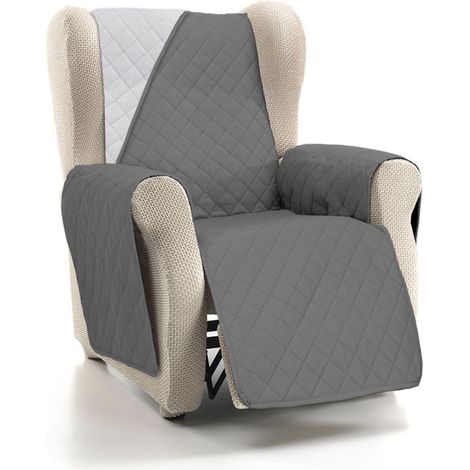 Housse de canapé 1 Place Relax réglable Housse de canapé 1 Place Relax réversible Couleur Gris/Anthracite rembourrée et Extra Douce fabriquée en Espagne (1/5)