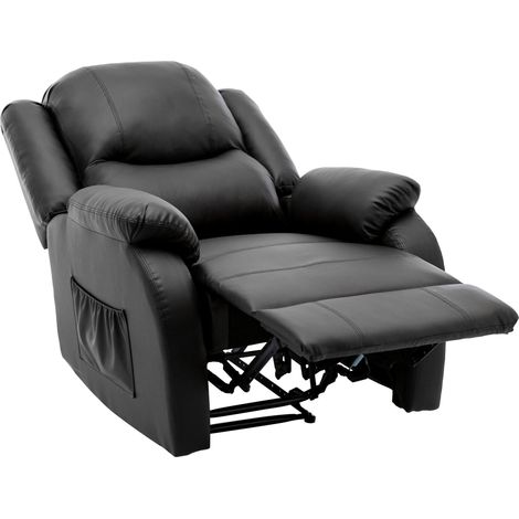 Sillón reclinable manual de PU negro con reposapiés y bolsillo lateral MODENUIT (1/5)