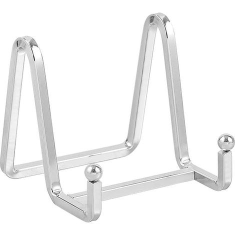 Easel Plate Holder Display Stand - 3-Inch Metal Decorative Plate Stand - Tabletop Photo Frame Stand - Iron Display Stand for Kitchen Book Plates - Silver (2 Pieces) (1/5)