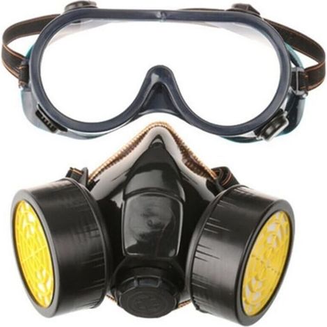 Masque à gaz professionnel masque de peinture au charbon actif respirateur avec 2 filtres anti-poussière, pesticides, formaldéhyde, laque colorée..