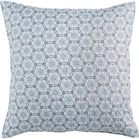 Housse de Coussin "Isaline" 60x60cm Bleu & Gris (1/3)