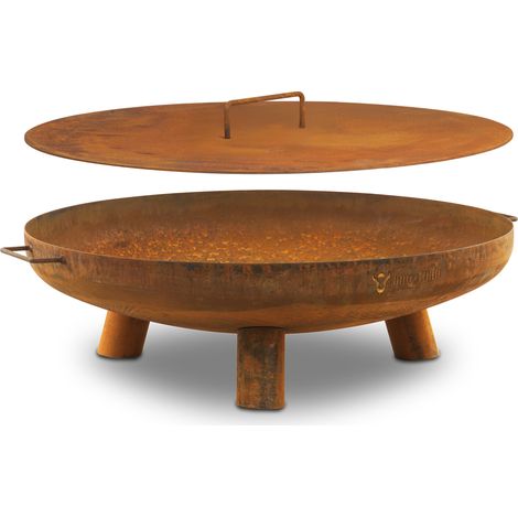 BBQ-Toro Feuerschale Ø 80 cm mit Deckel, Rostoptik, Outdoor Dreibein Feuerstelle für Garten (1/5)