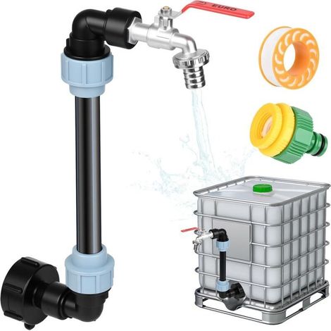 Robinet Cuve 1000L Plastique Fileté 3/4", Robinet pour Cuve De 1000 litres en Laiton pour Récupérateur d'eau De Pluie, Adaptateur Cuve 1000L Pratique pour Jardin Et Maison (1/5)