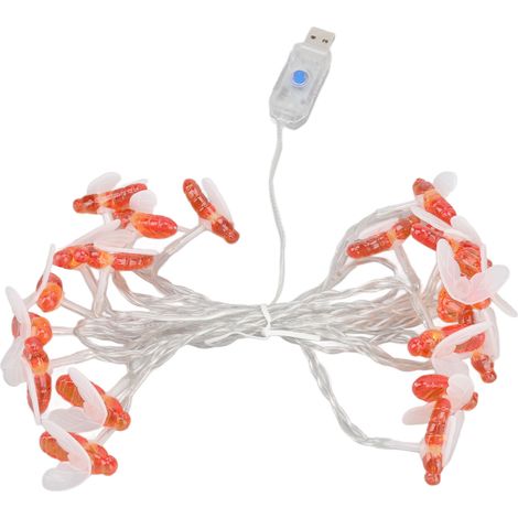 Guirlande lumineuse en forme d'abeille, étanche, 20 LED blanc chaud, alimentation USB, pour la décoration de jardin et de balcon. (1/5)