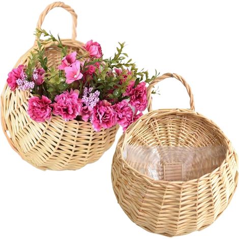 Cesti sospesi per piante da esterno, cesto da parete in 2 parti con membrana impermeabile intrecciata, contenitore e organizzazione, fioriera sospesa in tessuto, cesto contenitore e organizzazione