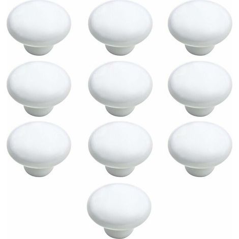 Door Knob 10PCS 33mm Ceramic Door Handle Kitchen Cabinet Drawer Door Knobs White